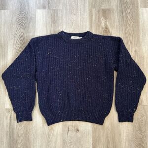 Vintage Saturdays Mens Medium 90's Sweater Striped Ribbed Acrylic Speck Pattern